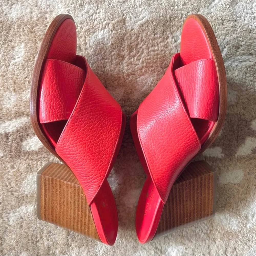 Kate Spade New York Felda Red Leather Mule Wrap Sandals Size 9m - Picture 5 of 13